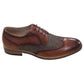 Mens M410B Tan leather lined heringbone tweed panel Lace up Brogue shoe