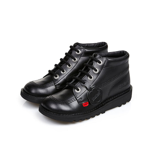 Kickers Kick Hi J/Y 31-39 Classic BLACK LEATHER Boot