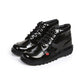 Kickers Classic Kick Hi Teens 31-39 BLACK  Patent Leather