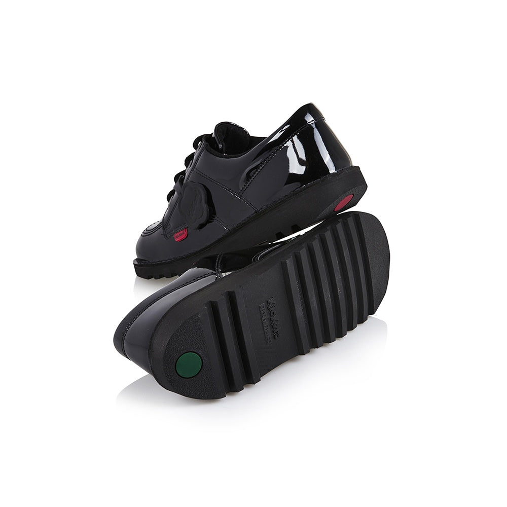Kickers Classic Kick Lo Teen Shoe BLACK  Patent Leather
