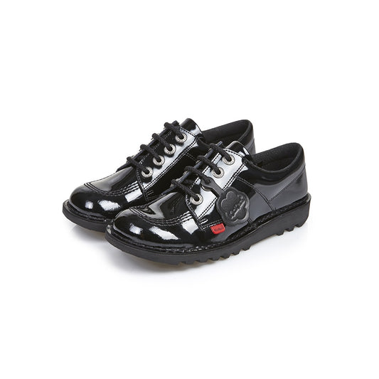 Kickers Classic Kick Lo Teen Shoe BLACK  Patent Leather