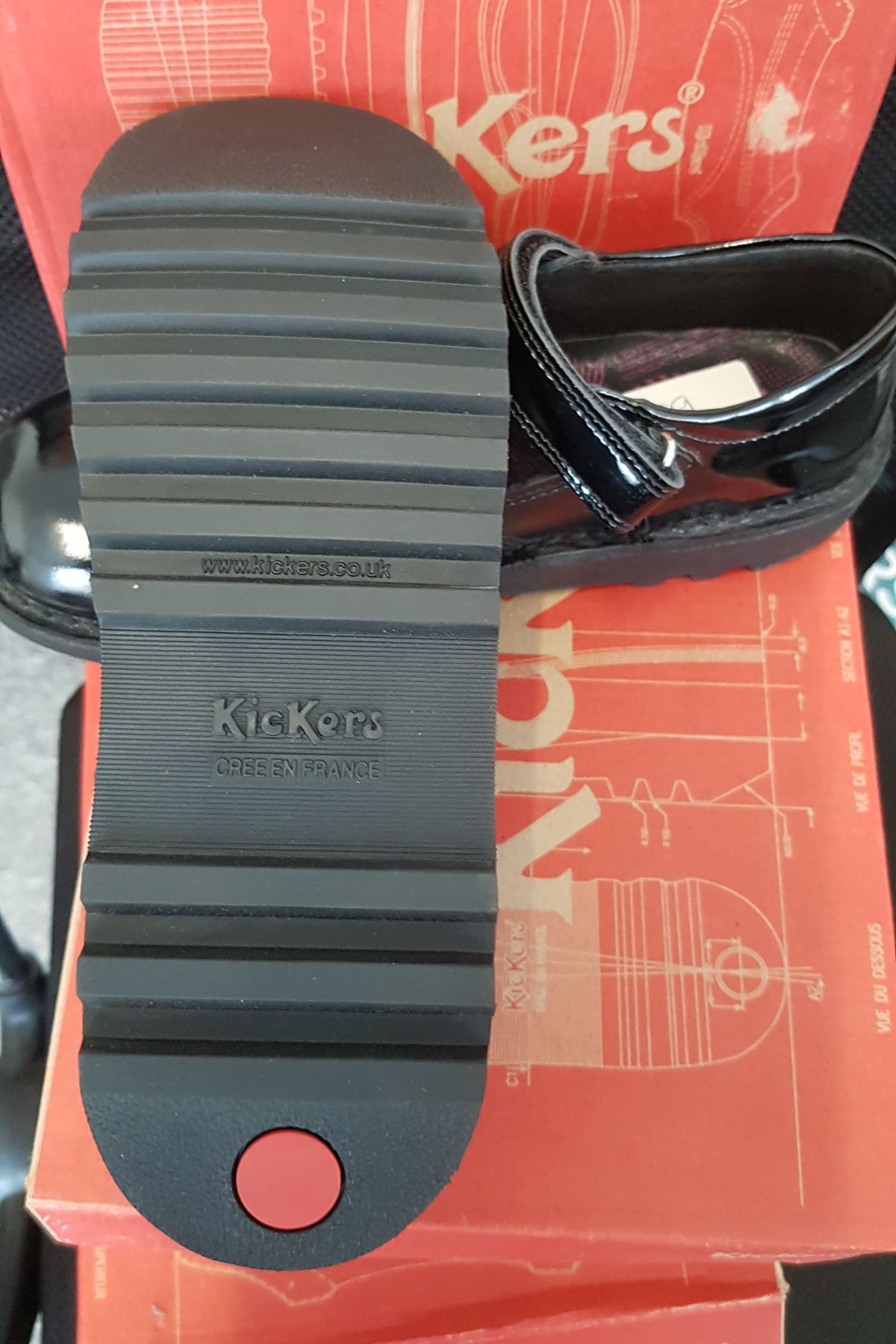 Kickers KICK POP Black Leather Bar Shoe
