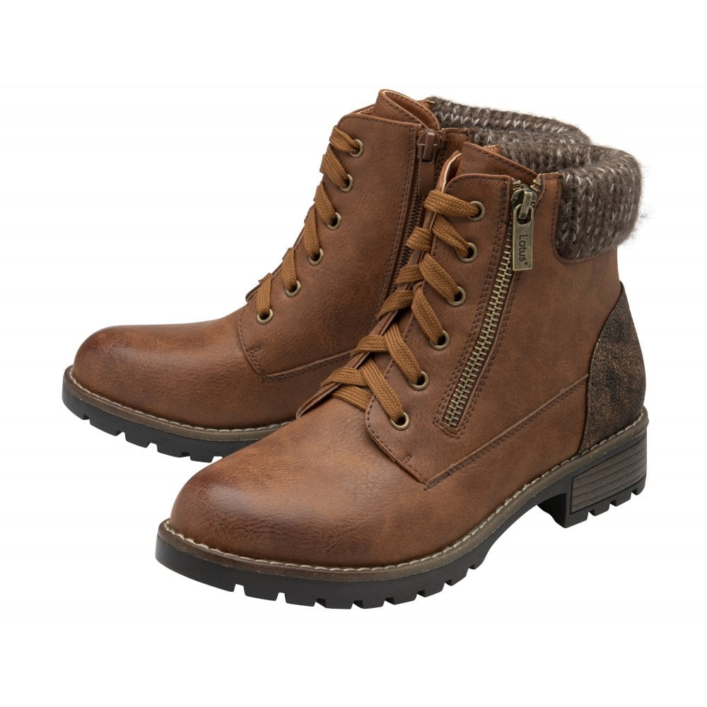 Lotus Ankle Boot with zip Emmeline TAN