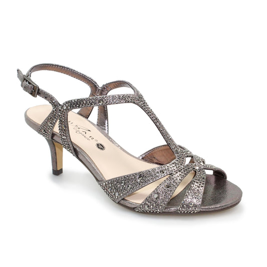 Lunar Dress Sandal Francie Wide Fit Gemstone FLR524PW Pewter MATCHING BAG AVAILABLE