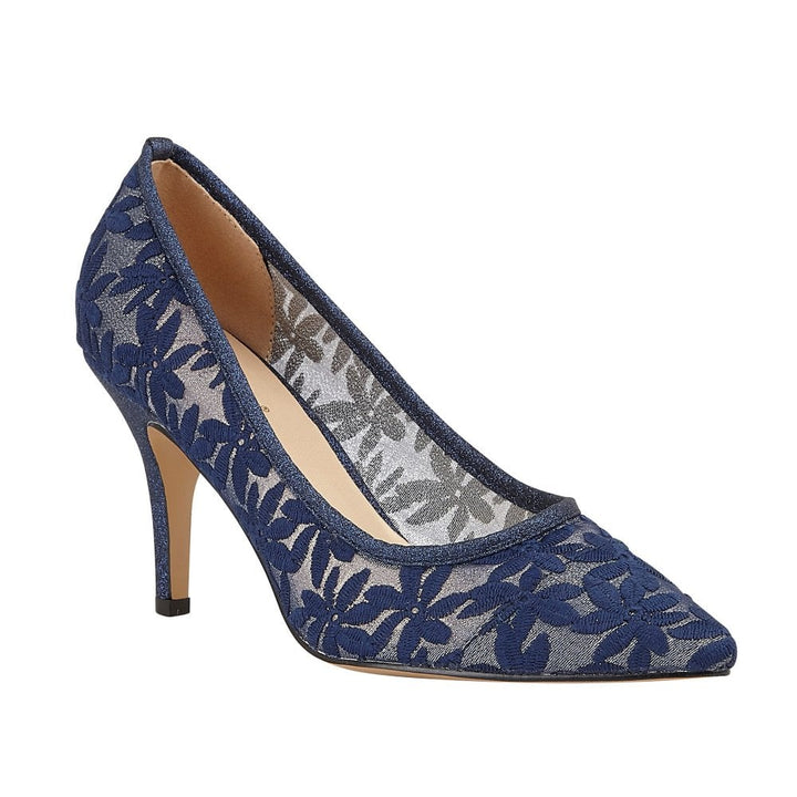 Lotus Briony NAVY floral mesh court shoes A.G. Meek