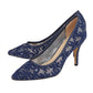 Lotus Briony NAVY floral mesh court shoes