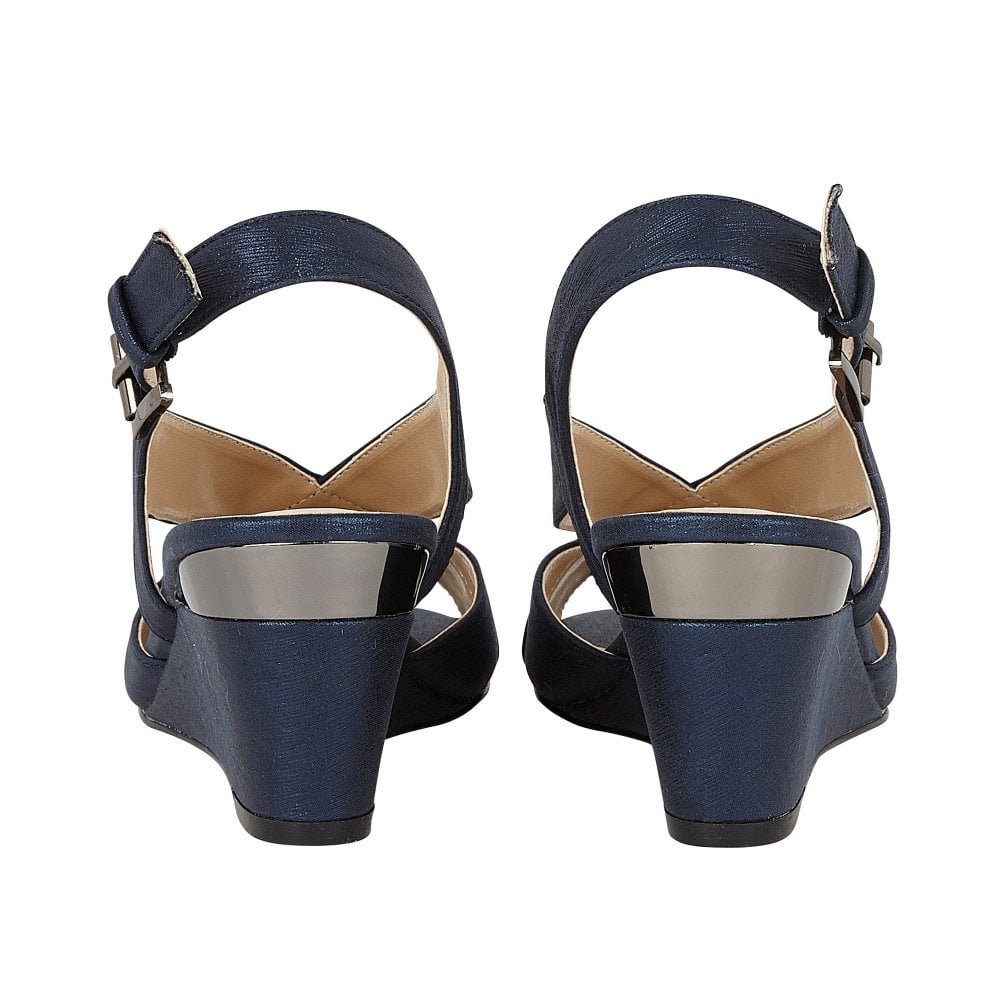 Lotus Dominica NAVY Sling Back Wedge Sandals uls179