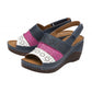 Lotus Neylan NAVY MULTI  Soft Leather Wedge Sandal ULP229