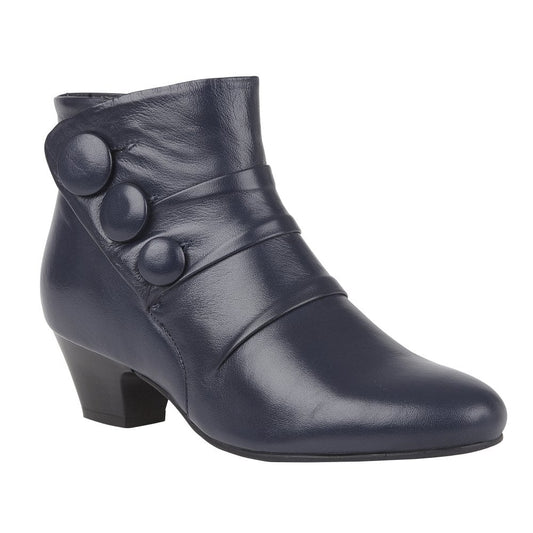 Lotus Ankle boot Prancer Navy Leather Pleated