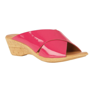 Lotus Pink Tonia Patent Mule Wedge Sandals