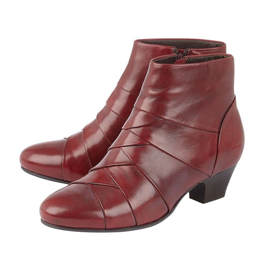 Lotus Ankle Boot Tara Red Leather with Zip