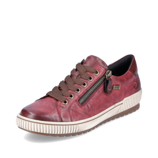 Remonte Shoe RED D0700-35 Red Leather Trainer with Zip