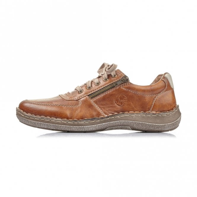 Rieker Men's Casual shoe with Lace and Zip 03030-25 Tan