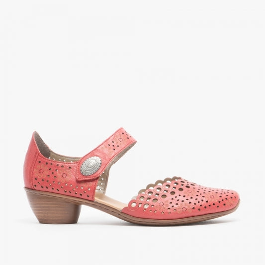Rieker Bar Shoe 43753-33 Red Leather