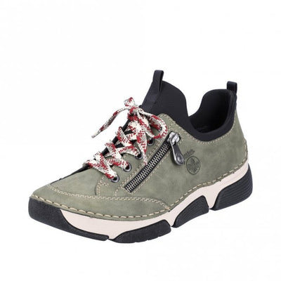 Rieker Trainer style casual shoe with lace 45973-54 GREEN