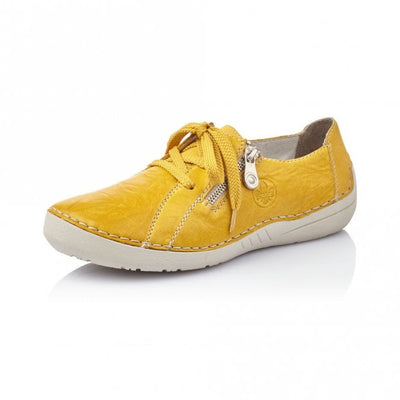 Rieker Casual lace up shoe with zip  52511-68 Yellow