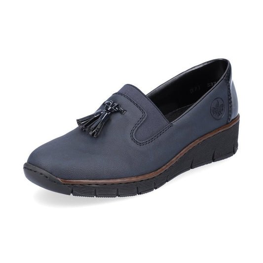 Rieker Ladies Classic Loafer Slip-on Shoe BLUE 53751-14