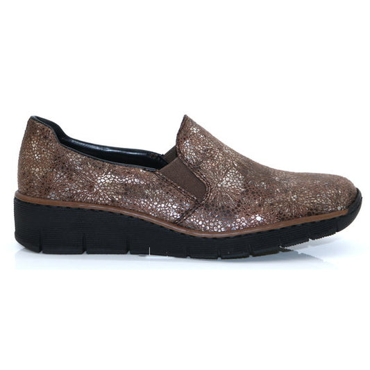 Rieker Slip on Shoe 53766-24 BROWN Print