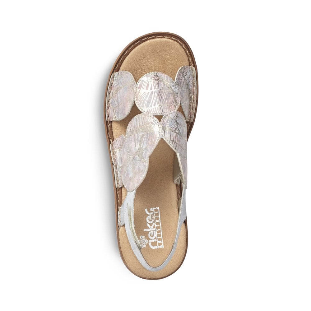 Rieker sandal with touch fastening metallic leather  60819-90
