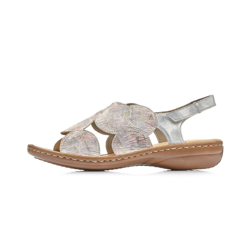 Rieker sandal with touch fastening metallic leather  60819-90