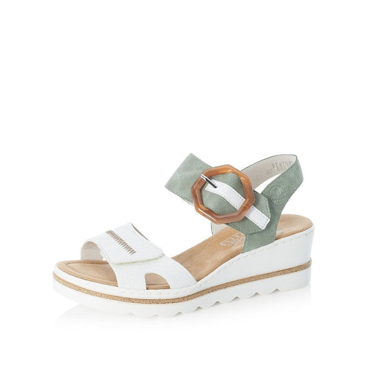 Rieker Wedge Sandal 67476-81 WHITE/Green
