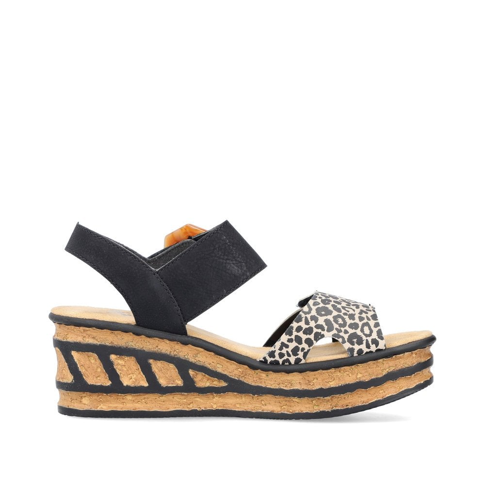 Rieker Wedge Sandal  BLACK MULTI 68176-00