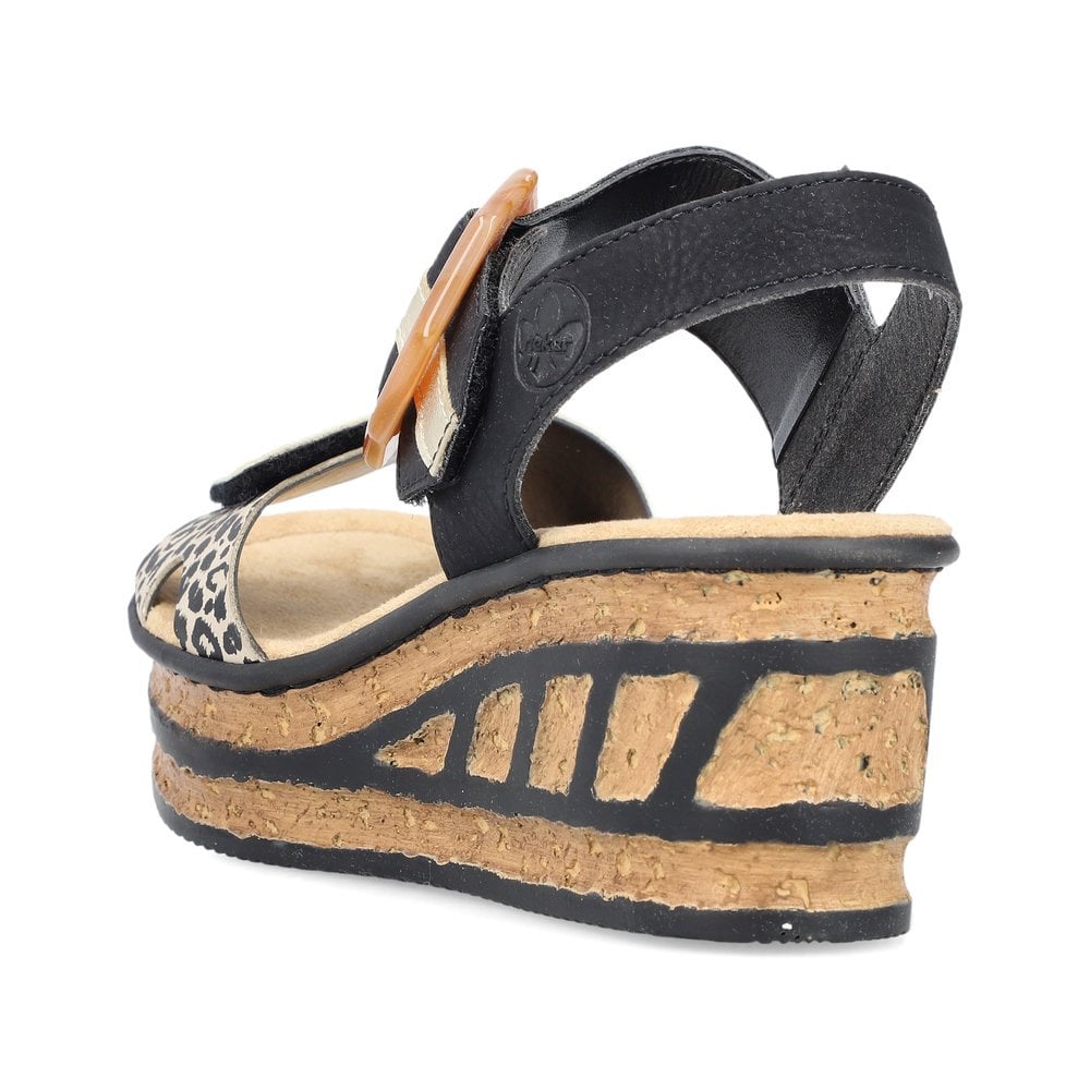 Rieker Wedge Sandal  BLACK MULTI 68176-00