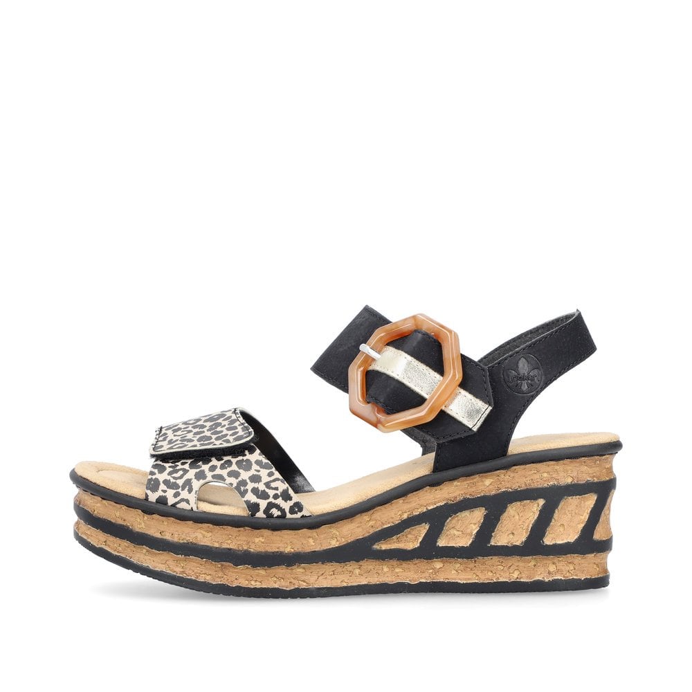 Rieker Wedge Sandal  BLACK MULTI 68176-00