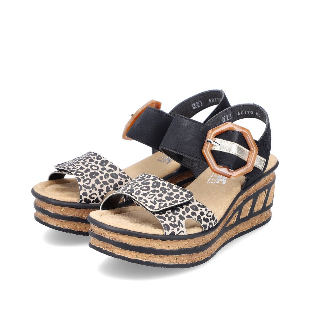 Rieker Wedge Sandal  BLACK MULTI 68176-00
