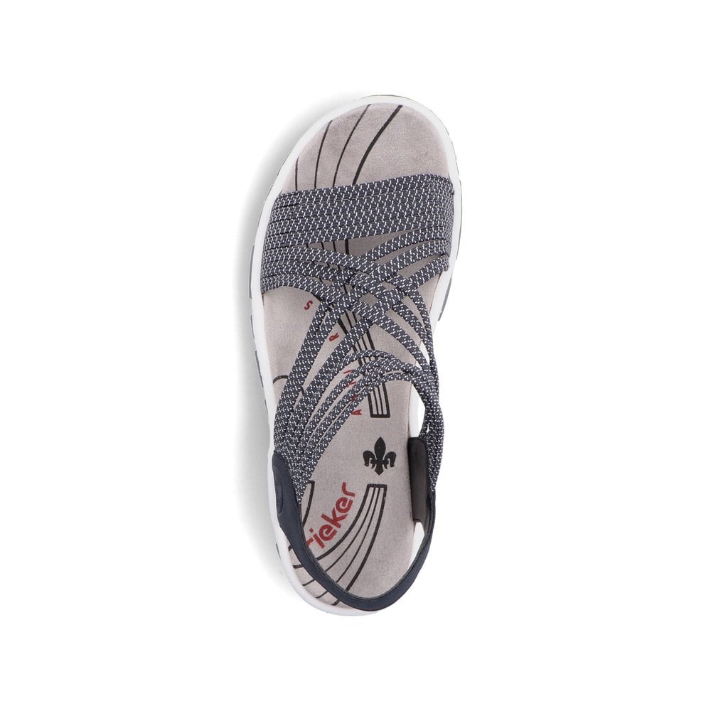 Rieker Sandal 68888-14 NAVY/WHITE with elasticated straps