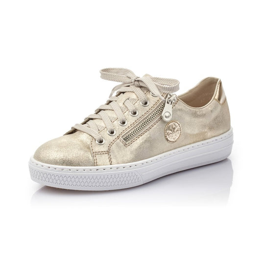 Rieker L59L8-62 NUDE Suede Traiber with Zip for Easy on and off.