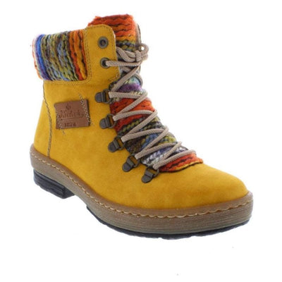 Rieker z6743 Hiker style lace and Zip ankle boot in mustard