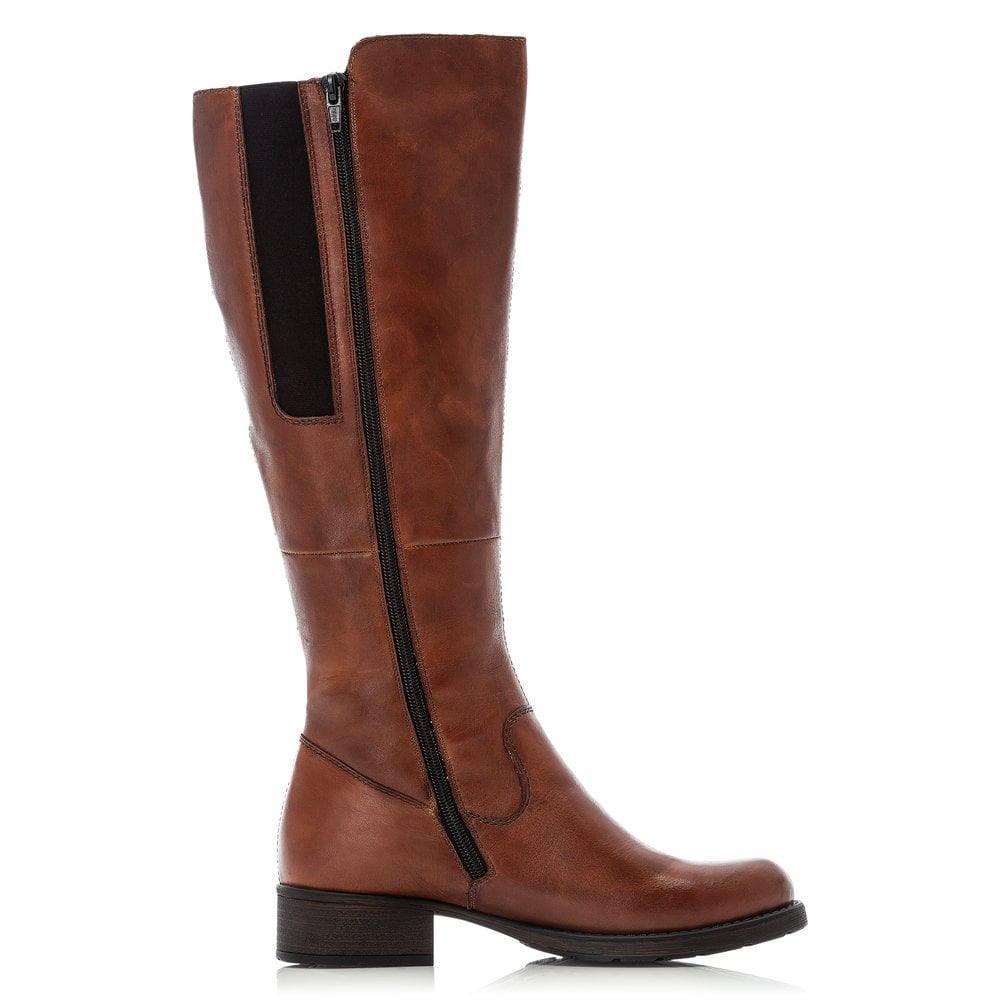 RIEKER LONG BOOTS BROWN ZIP UP Z9590-25