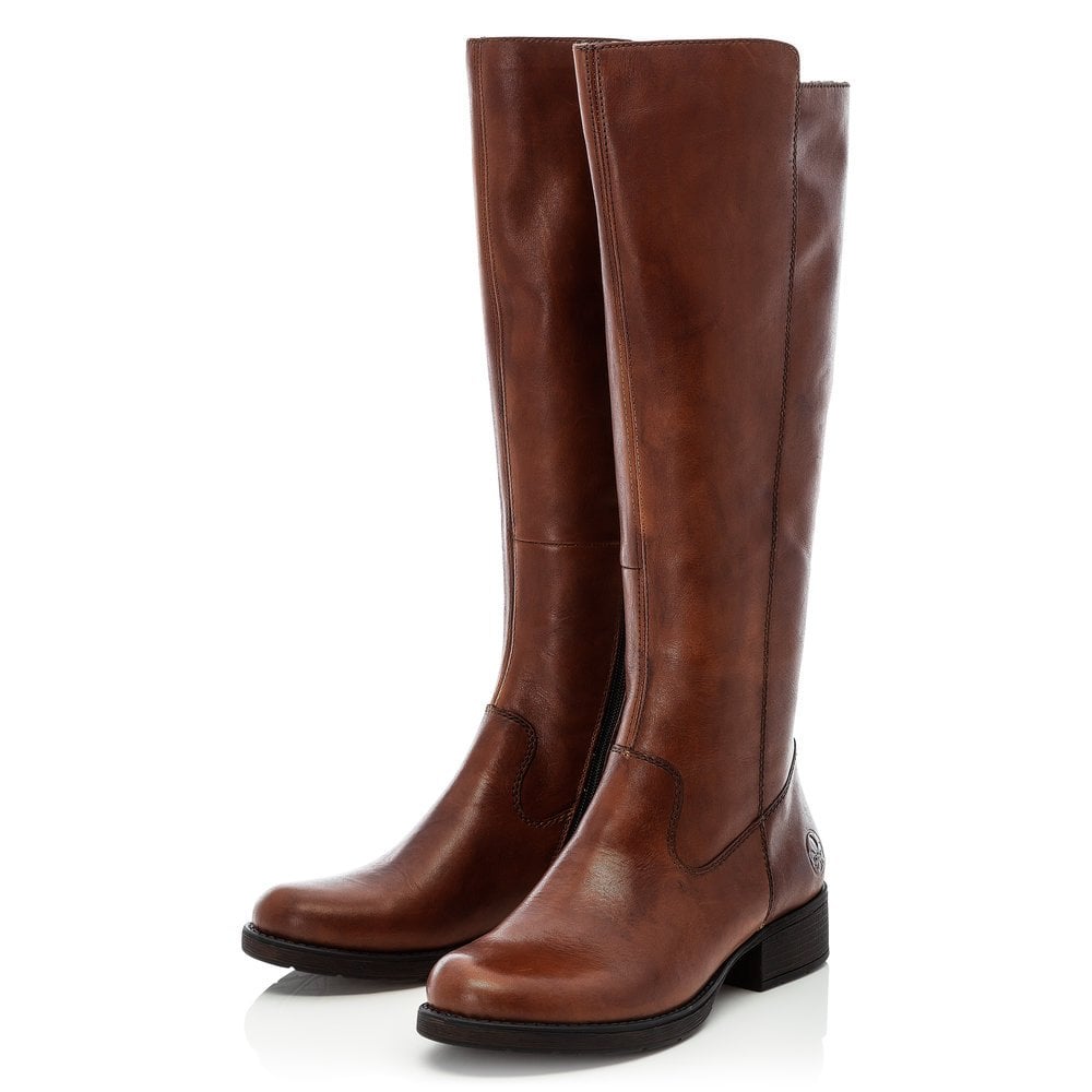 RIEKER LONG BOOTS BROWN ZIP UP Z9590-25