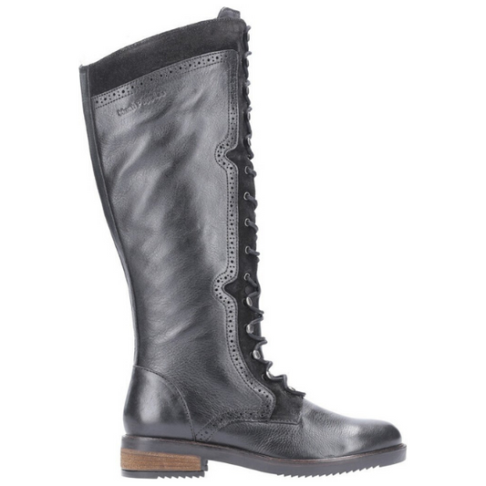 Hush Puppies KNEE HIGH BOOT Rudy BLACK Leather Lace up
