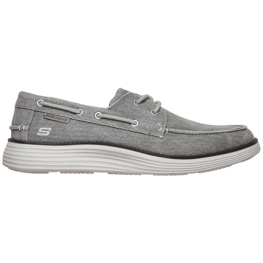 SKECHERS CASUAL lace up SHOE STATUS 2.0 LORANO LIGHT GREY MEMORY FOAM BOAT 65908/LTGY