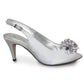 Lunar Sabrina Occasion Shoe Silver Grey Satin Slingback FLR081 MATCHING BAG AVAILABLE