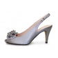 Lunar Sabrina Occasion Shoe Silver Grey Satin Slingback FLR081 MATCHING BAG AVAILABLE