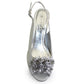 Lunar Sabrina Occasion Shoe Silver Grey Satin Slingback FLR081 MATCHING BAG AVAILABLE