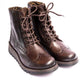 Fly London Ankle Boot Sarl BROWN Soft Leather Brogue with Laces and Zip.