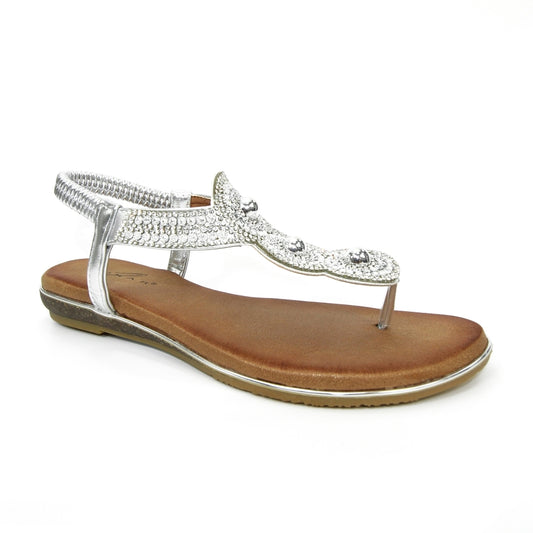 Lunar Silvia SILVER JLH203 Metalic Rhinestone Sandal