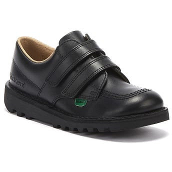 Kickers KICK LO VEL Black Leather Infants Touch Fastening Shoe