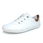 Lunar Plimsoll St Ives WHITE FLE030BL soft leather with Elasticated Lace