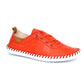 Lunar Plimsoll St Ives ORANGE FLE030 soft leather with elastic laces