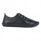 Lunar Plimsoll St Ives BLACK FLE030BBSoft Leather elasticated lace