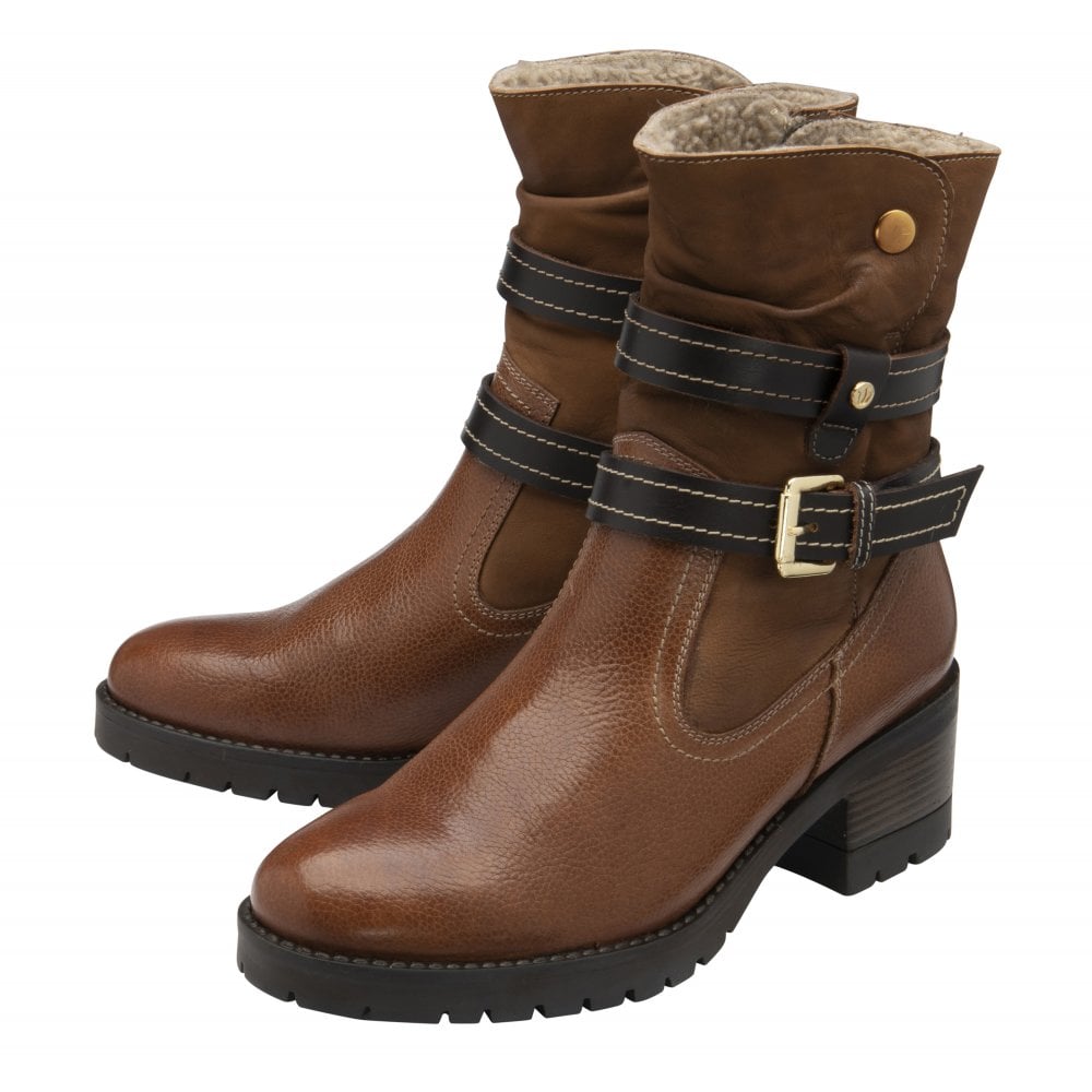 Lotus Mid Calf leather Boot with Zip Salsa TAN 