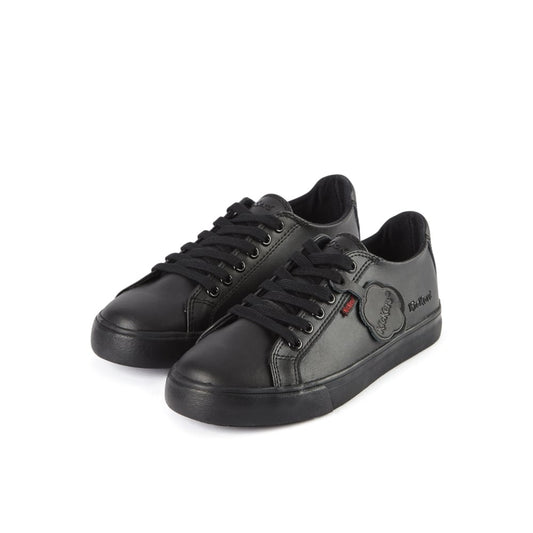 Kickers Tovni Lacer BLACK Leather School Shoe