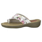 Jana White Flower Mule Sandal with Toe Loop 27111-28 WHITE FLOWER 27111-28
